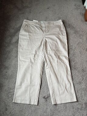 A New Day Beige High Rise Stretch Straight Crop Pants SIZE 18